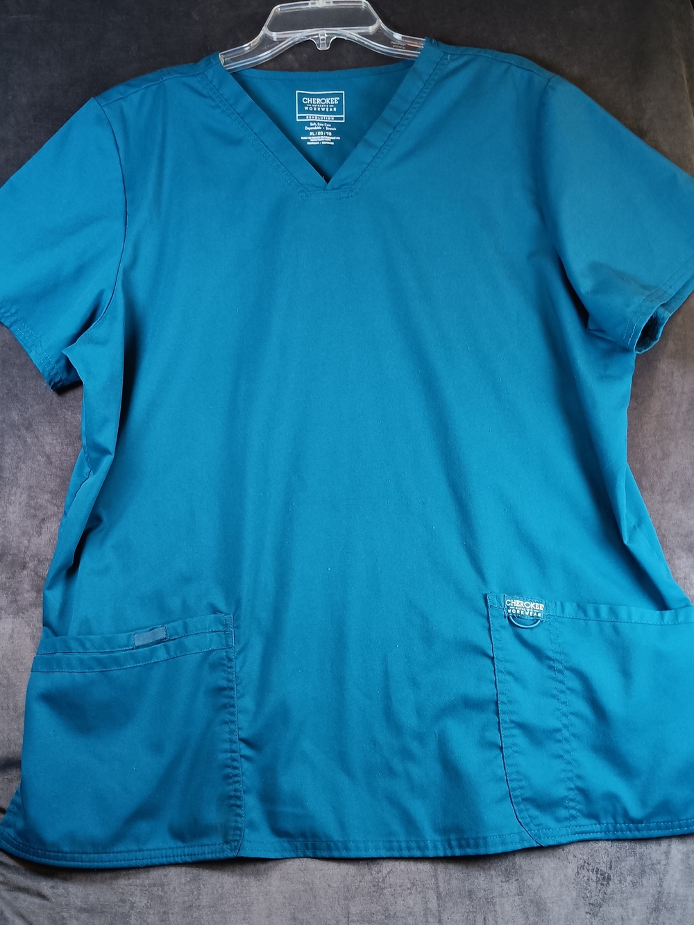 Cherokee Workwear Teal V-Neck Medical Scrub Top Xl